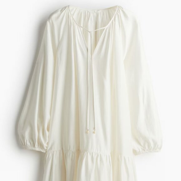 BNWT - H & M TIE DETAIL TUNIC DRESS - XL - OFF WHITE - Picture 5 of 5